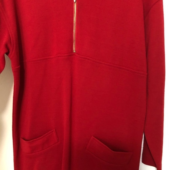 Evan-Picone Red Dress Long Sleeve Zip - Picture 2 of 6